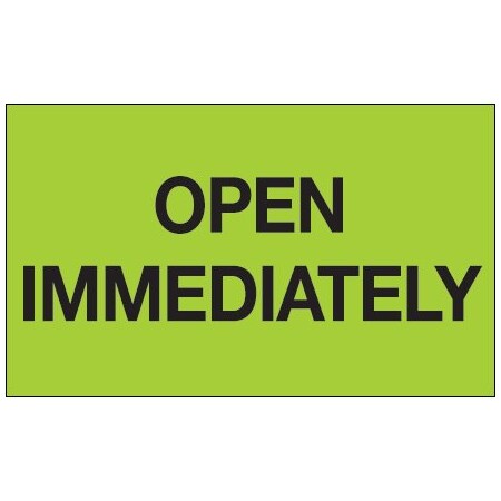 Bsc Preferred 3 x 5'' - ''Open Immediately'' Fluorescent Green Labels BUY00024071